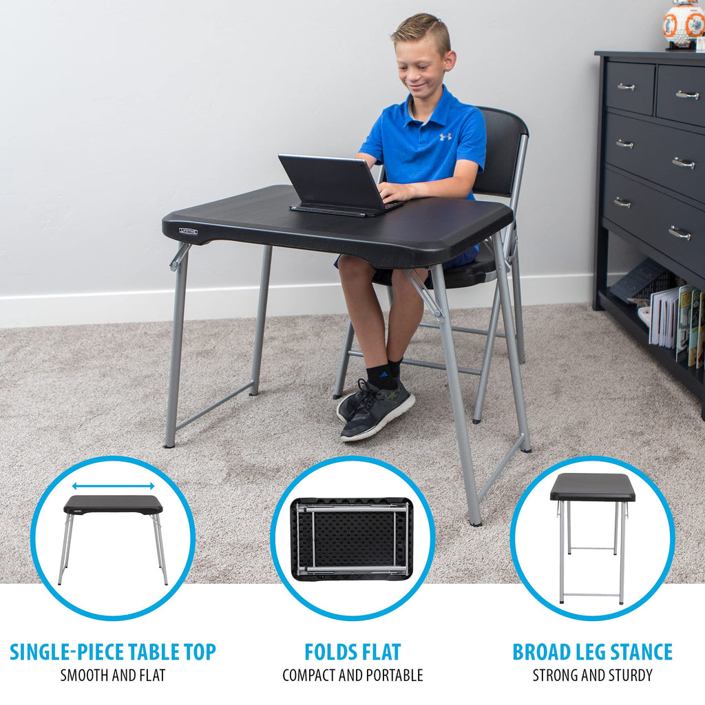 Black and Silver Compact Folding Table U16793