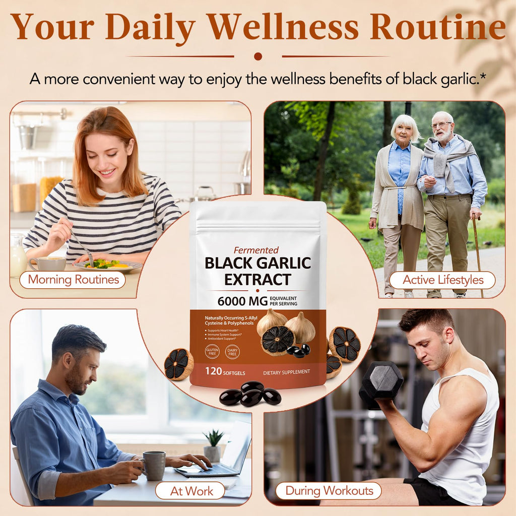 Black Garlic Extract 6000mg Vegetarian 120 Softgels I11262