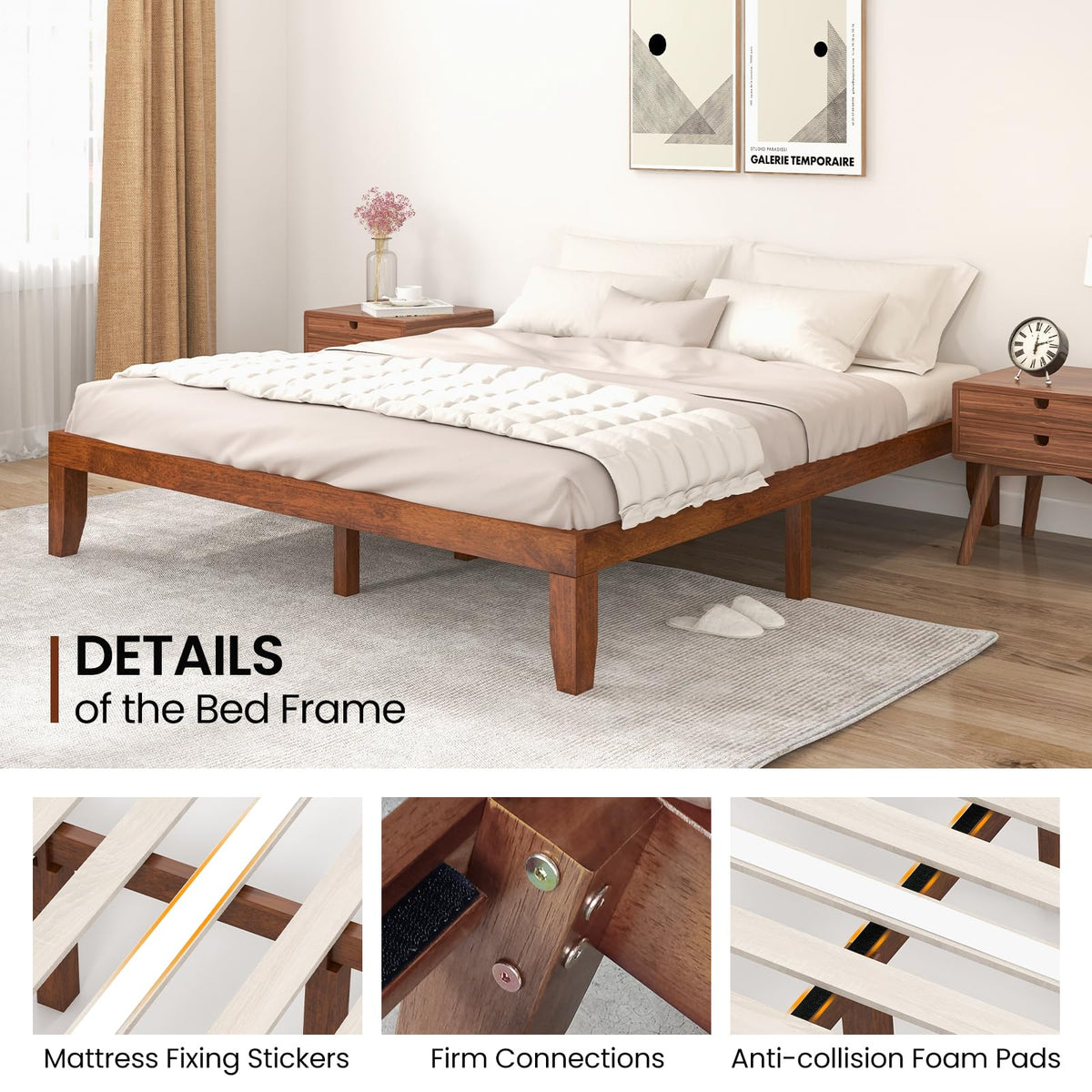 14 Inches Wood Platform Bed Frame King Size L632