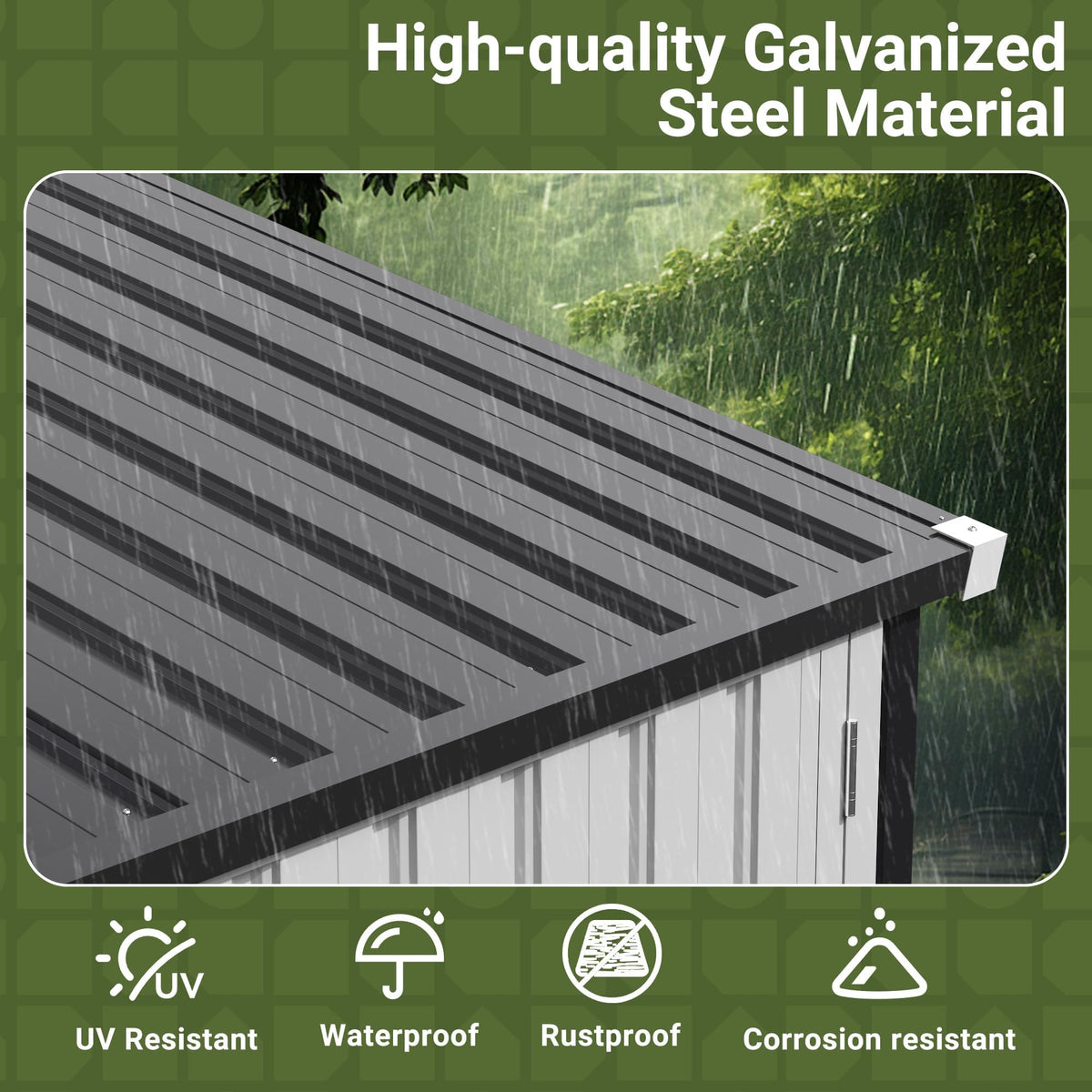 10X14 FT Metal Outdoor Storage Shed with Window, Black D43879