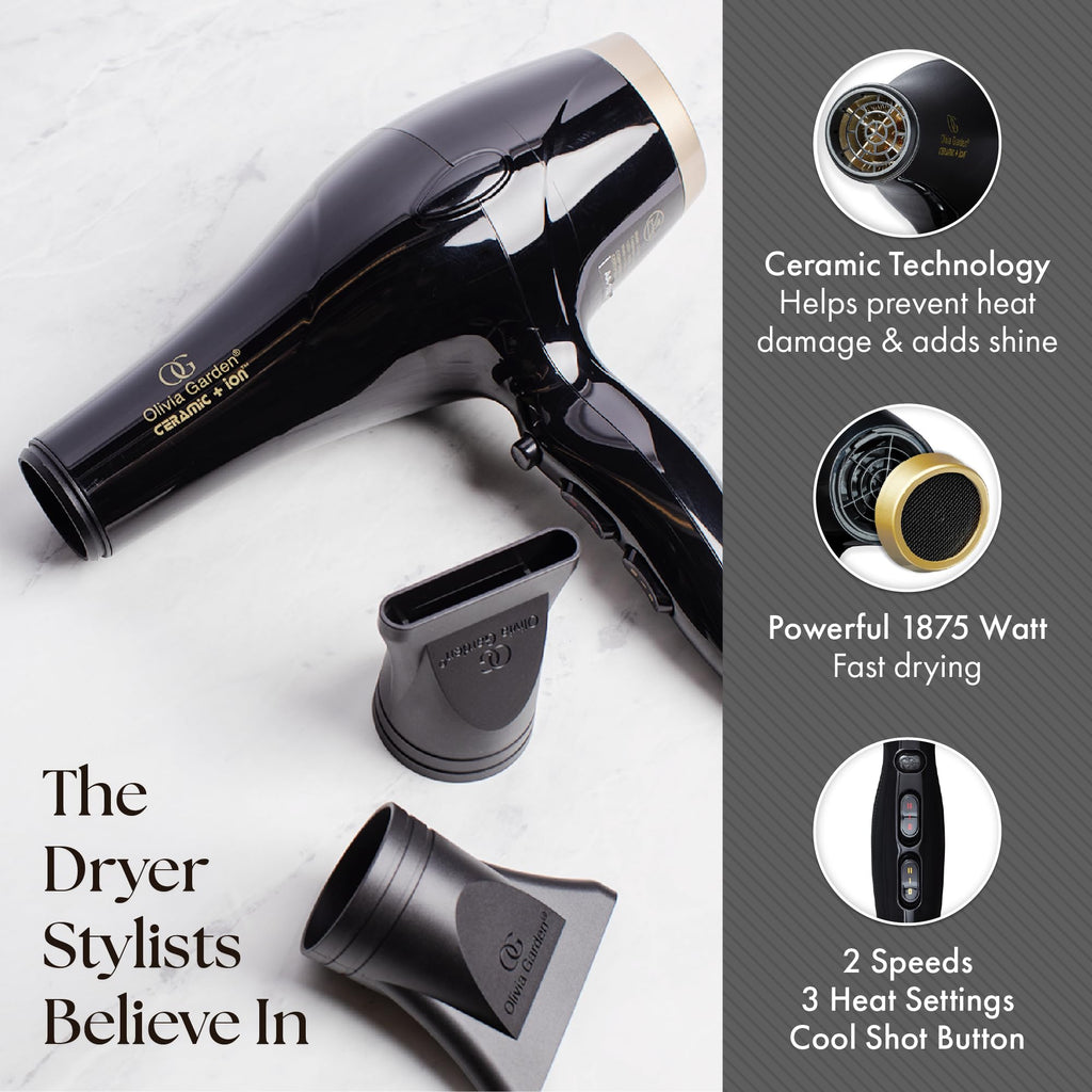 1875W Ceramic Ion Hair Dryer with 2 Nozzles U945