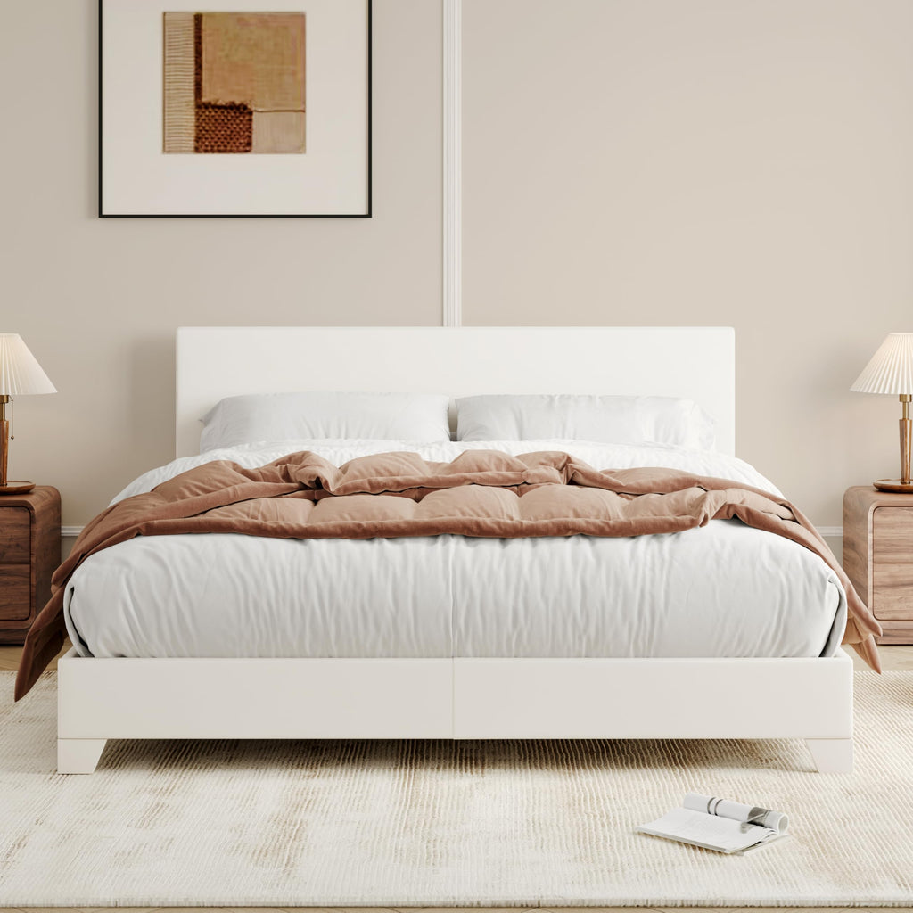 Queen Size Upholstered Bed Frame with Adjustable Headboard O251198