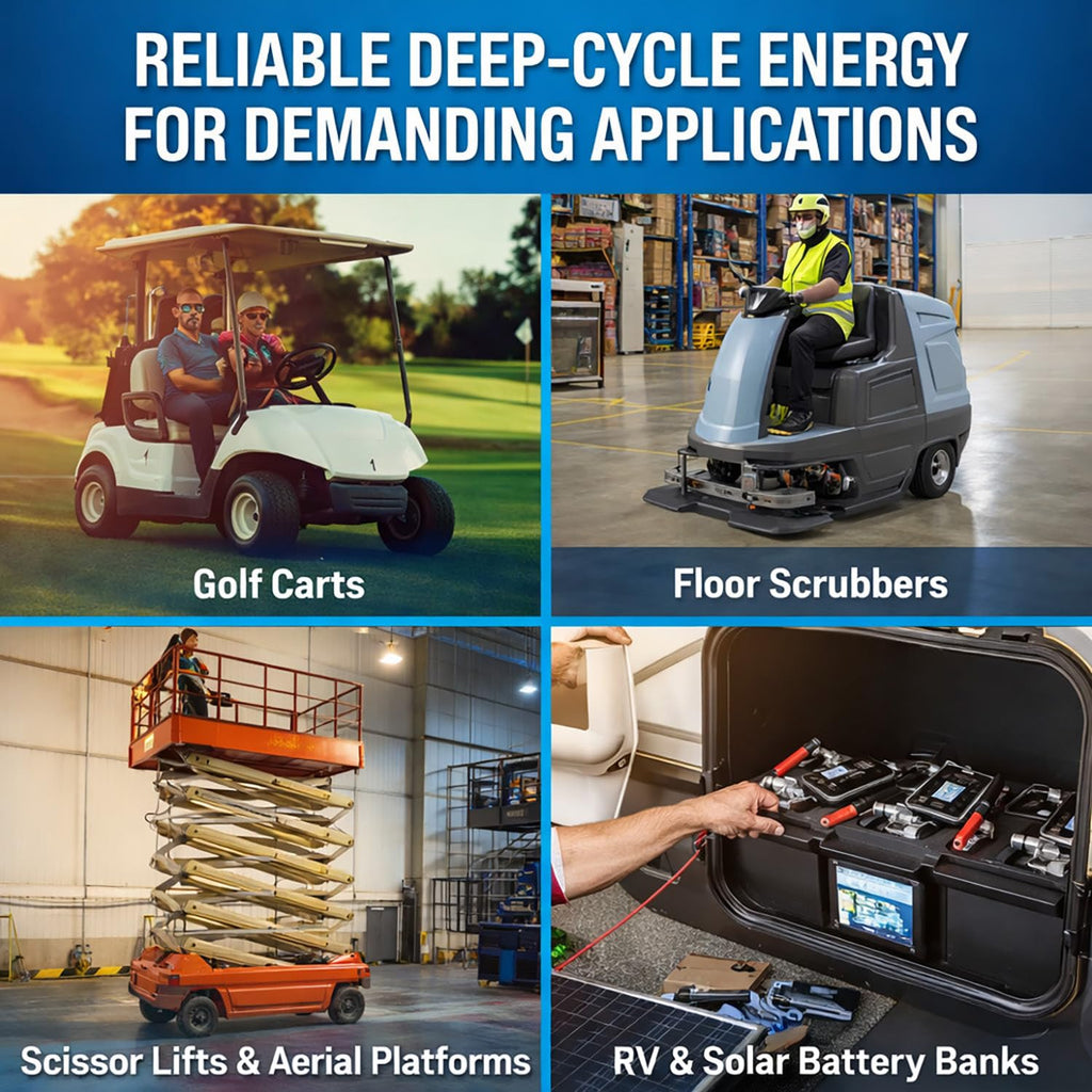 6V 210AH Dual Terminal SLA Deep Cycle Battery 4 Pack E25152