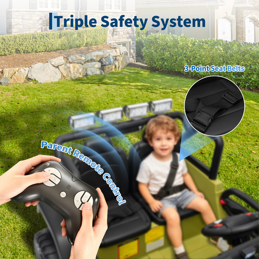 24V 2-Seater Kids Electric Truck with Parent Remote Control, Green B674321