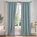 Teal Natural Linen Blackout Curtains 84 inch 2 Panels Set T662477
