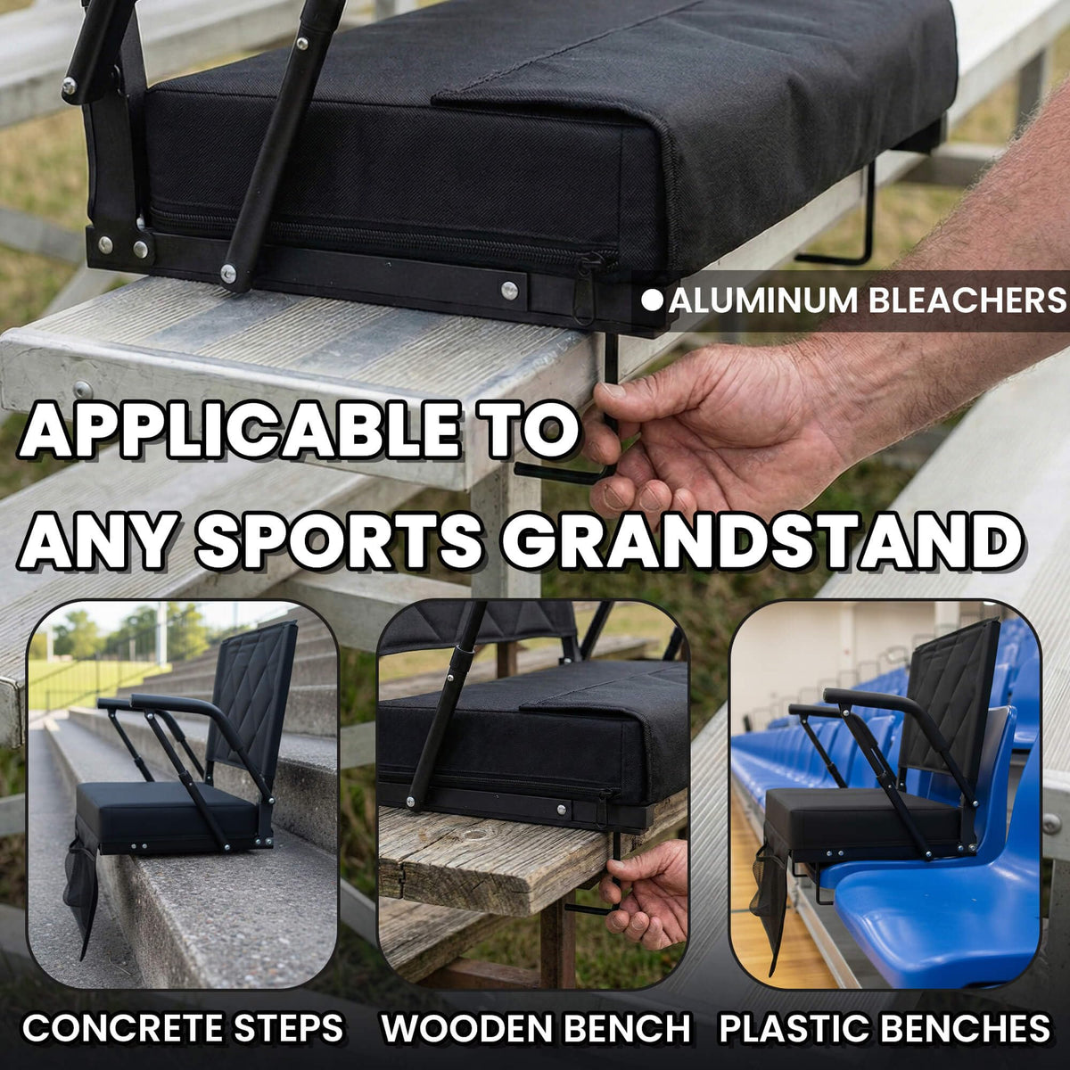 Portable Folding Stadium Seat with Back Support Y385955