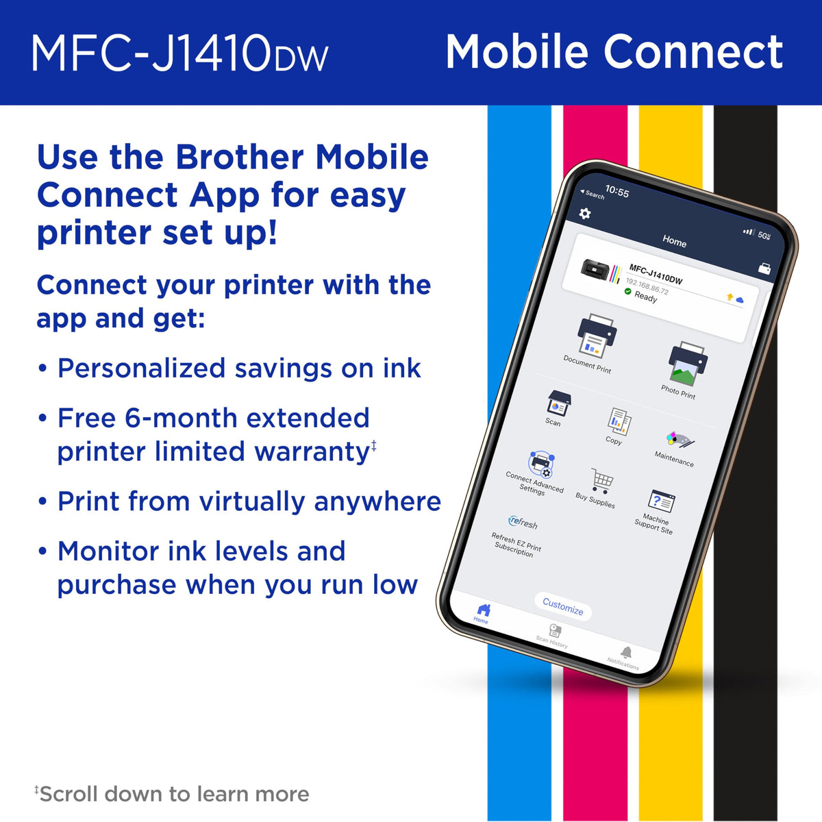 Wireless Color Inkjet All-in-One Printer with Touchscreen and Automatic Duplex Printing V53094