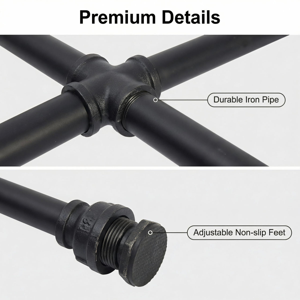 Black Industrial Pipe Table Leg Set U79356