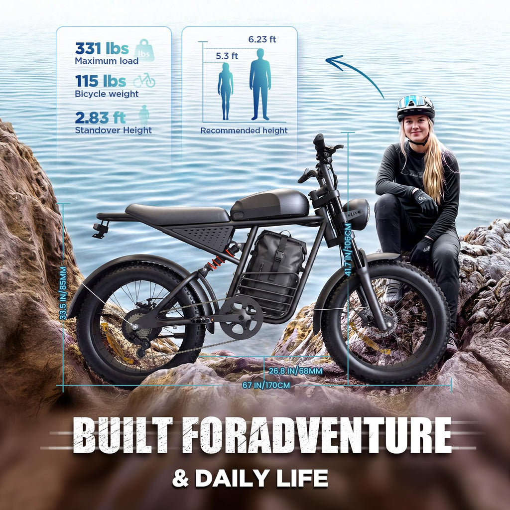 1000W Electric Bike 48V 15Ah 20" Fat Tire 7-Speed X319