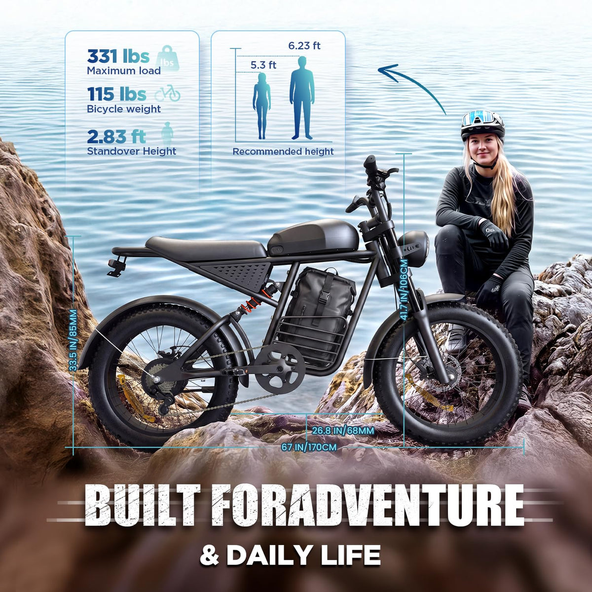 1000W Electric Bike 48V 15Ah 20" Fat Tire 7-Speed X319