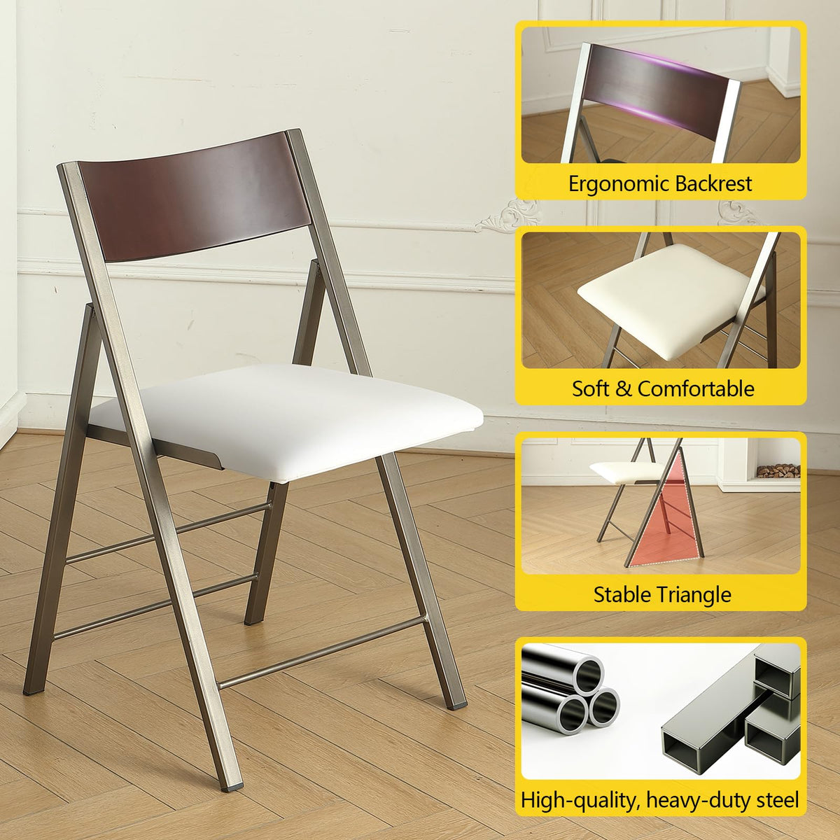 White 2 Pack Steel Frame Folding Chairs E66955