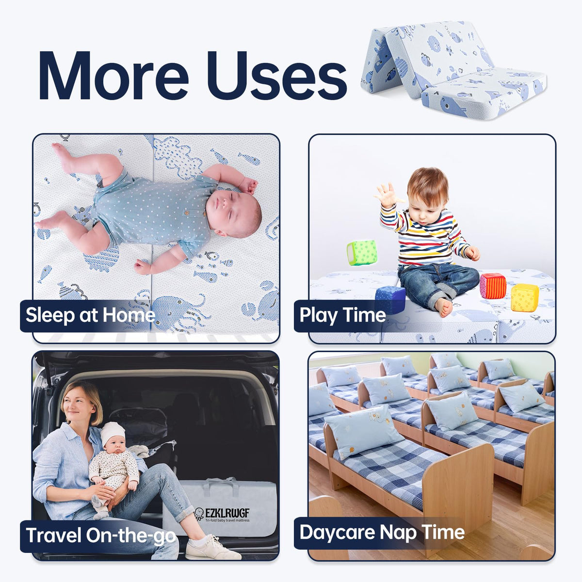 Dual-Sided Memory Foam Trifold Pack and Play Mattress W41701