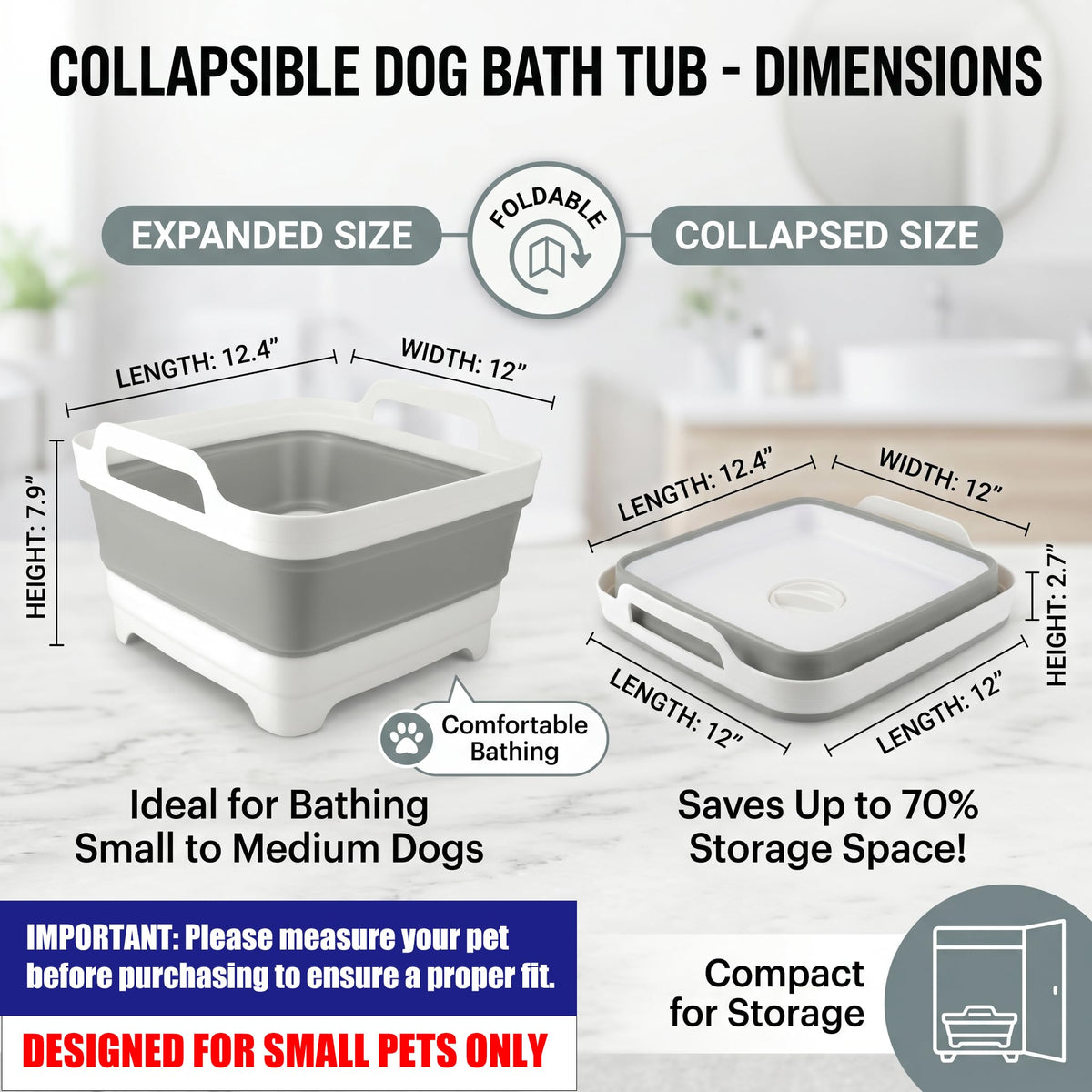 9L Collapsible Small Puppy Kitten Bath Tub H508
