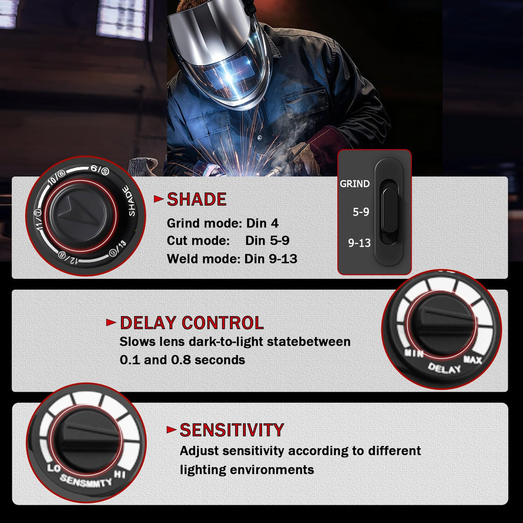 Auto Darkening Welding Helmet with LED Light M8646