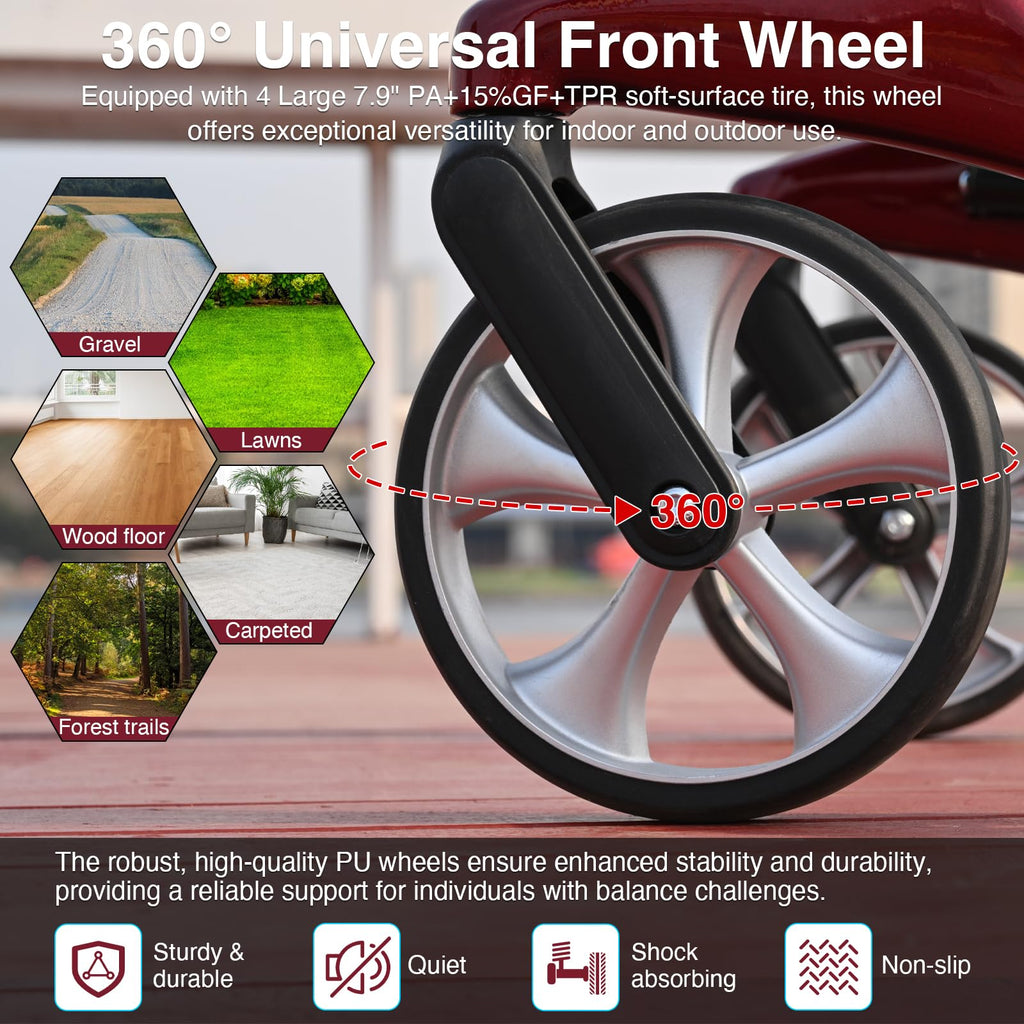 Foldable Rolling Walker with Seat 440 lbs Capacity G123409