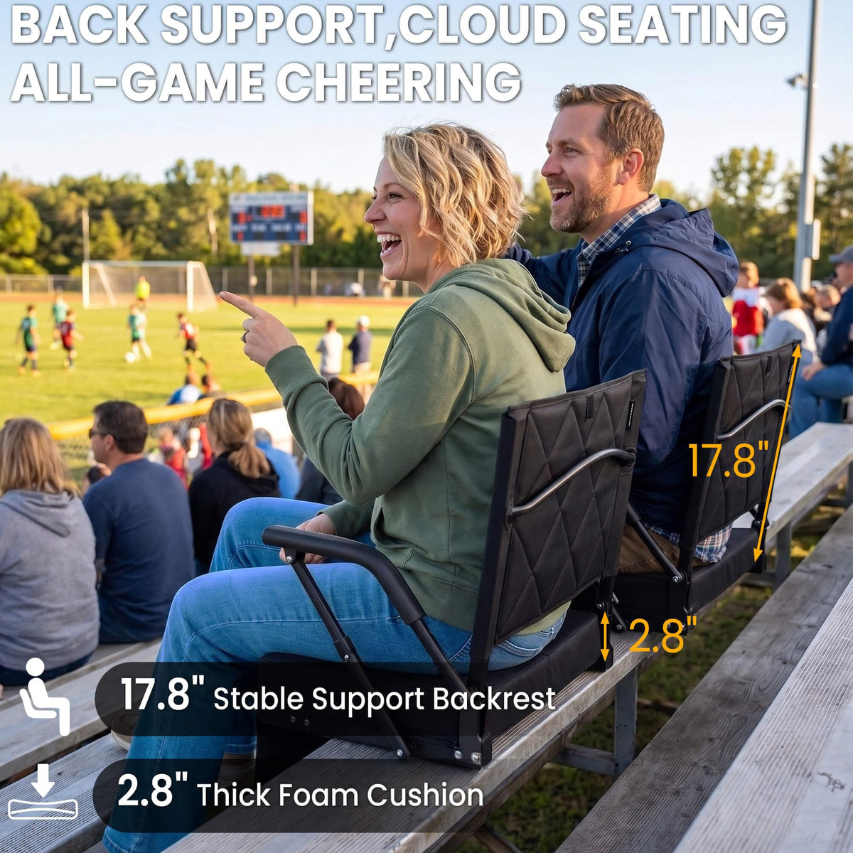 Portable Folding Stadium Seat with Back Support Y385955