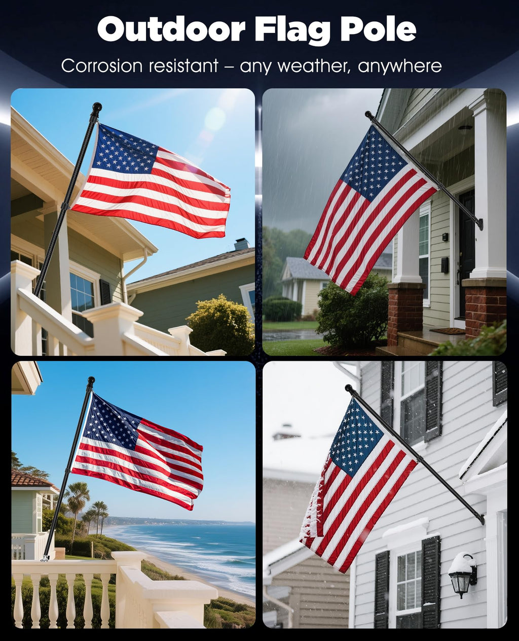 6' Carbon Fiber Flag Pole Kit with USA Flag L9708