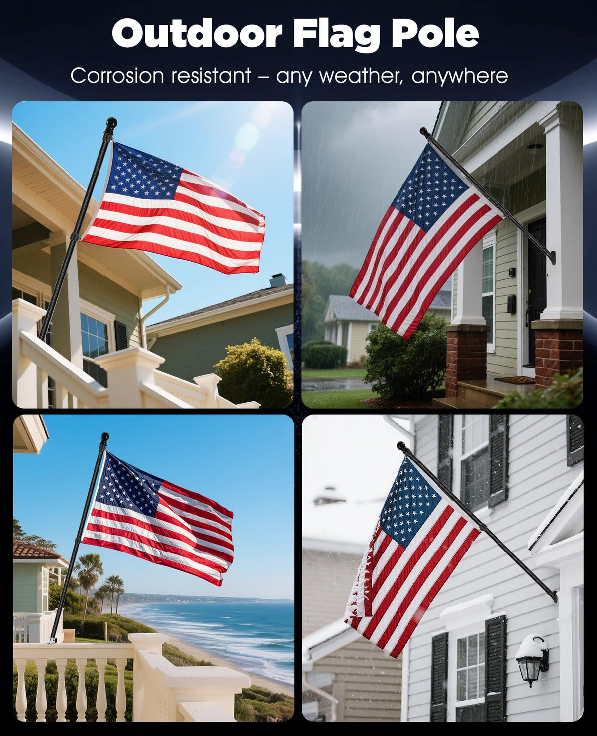 6' Carbon Fiber Flag Pole Kit with USA Flag L9708