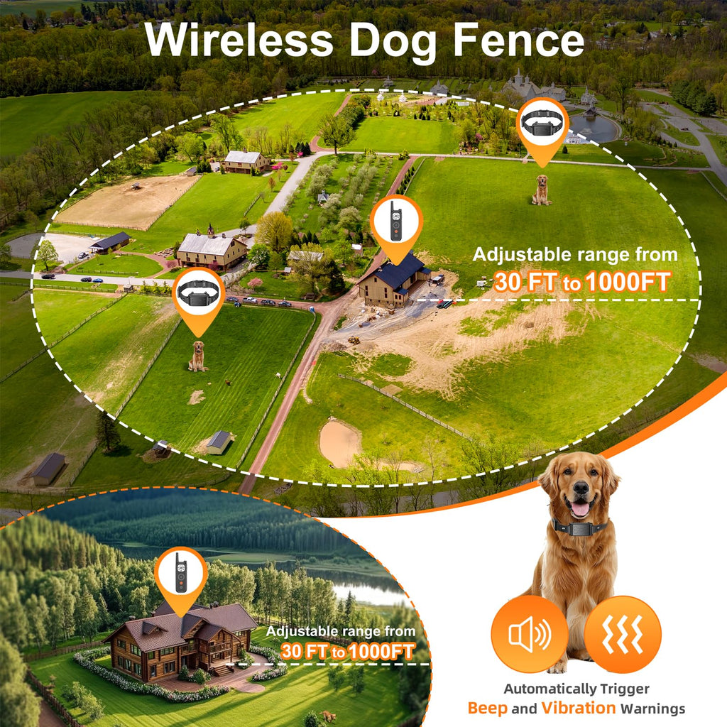 Wireless Dog Fence System with Remote Training Collar L24303