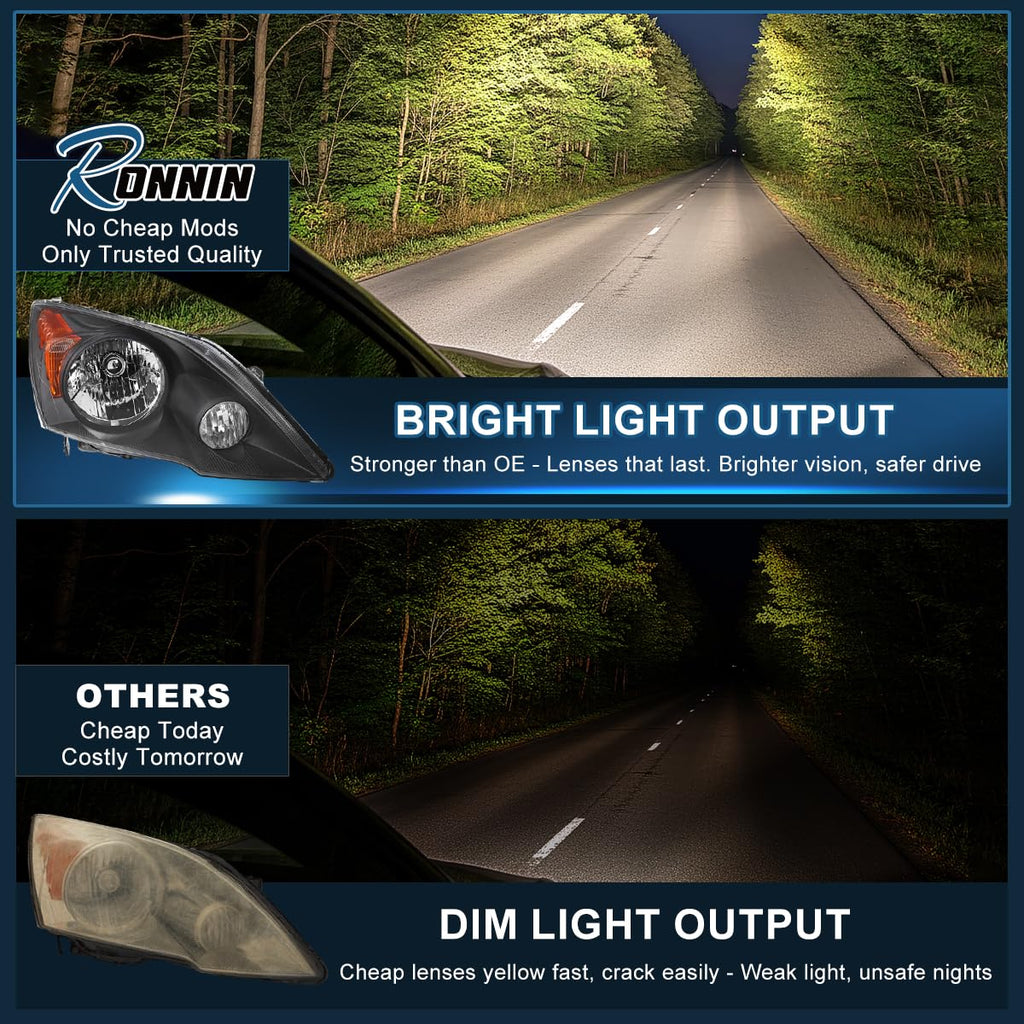 Black Halogen Headlights Pair K306