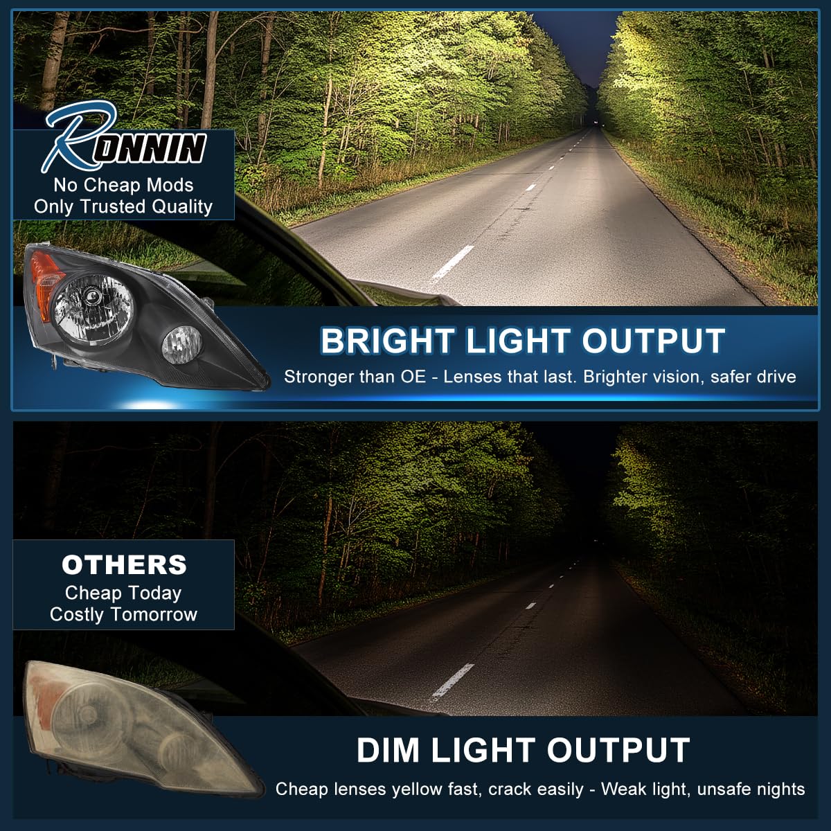 Black Halogen Headlights Pair K306