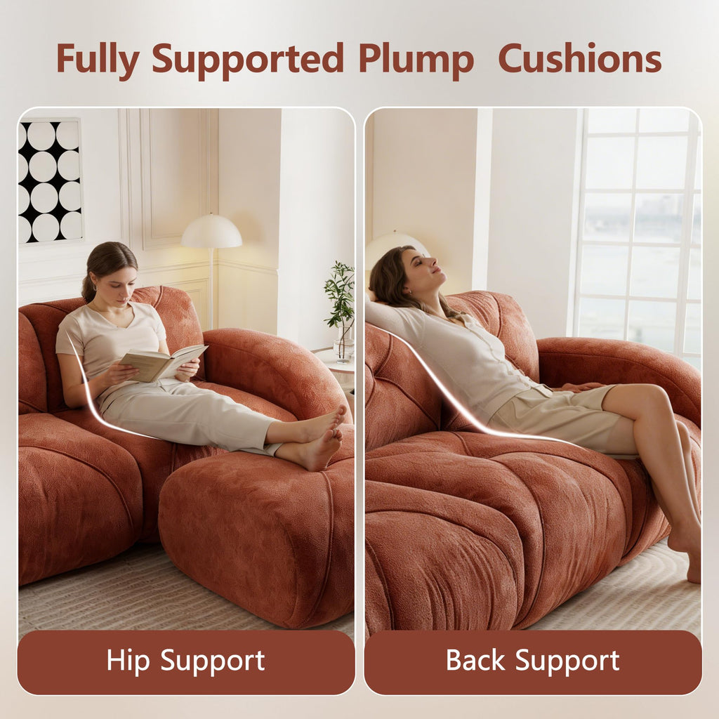 L-Shaped Velvet Sofa with Ottoman K83716