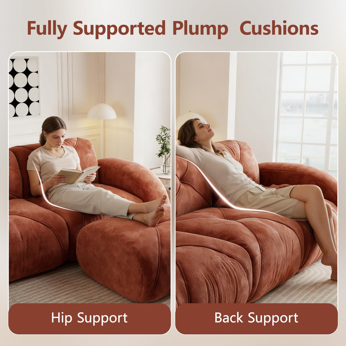 L-Shaped Velvet Sofa with Ottoman K83716