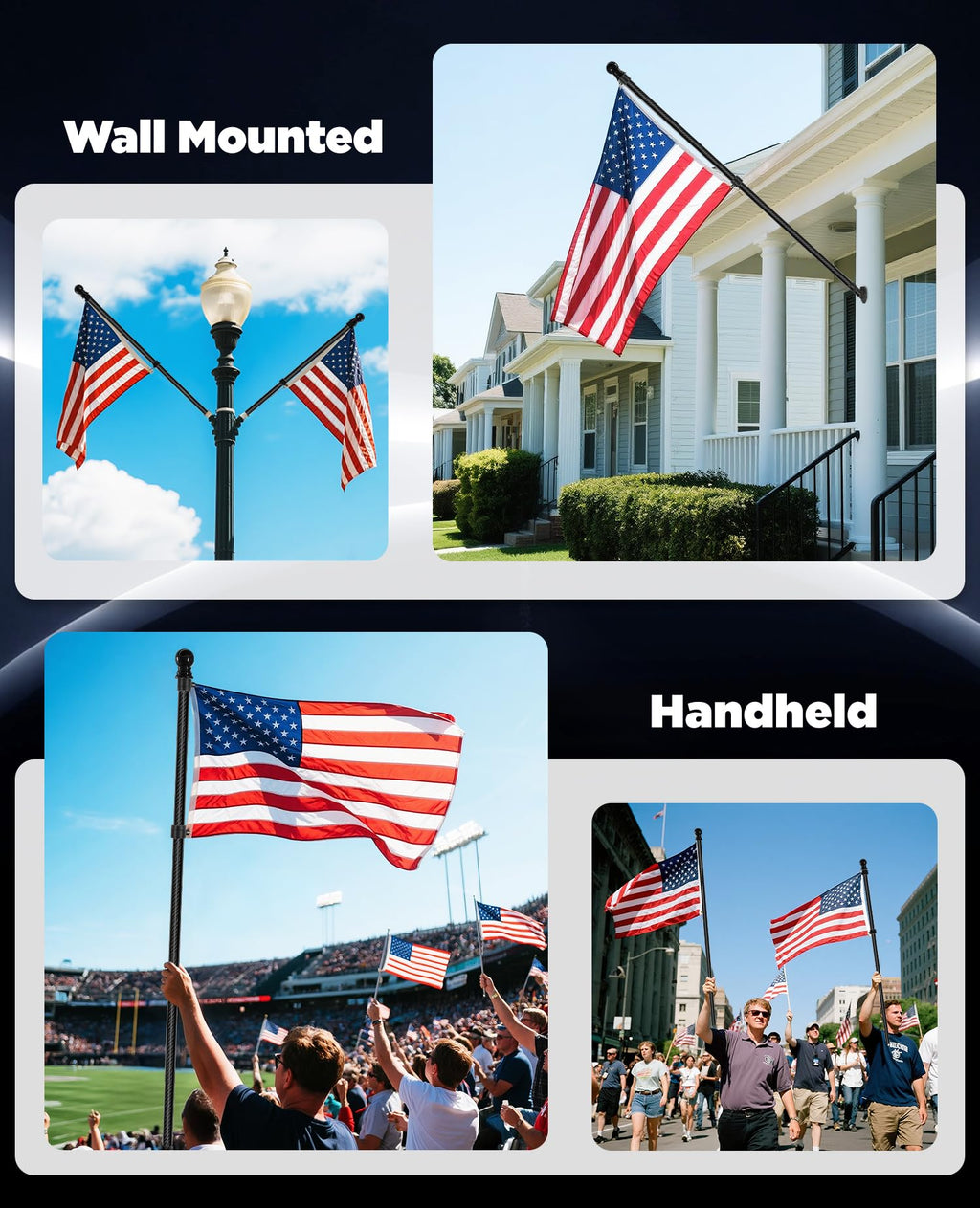 6' Carbon Fiber Flag Pole Kit with USA Flag L9708