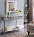 Washed Oak Wood Console Table with 2 Drawers T886