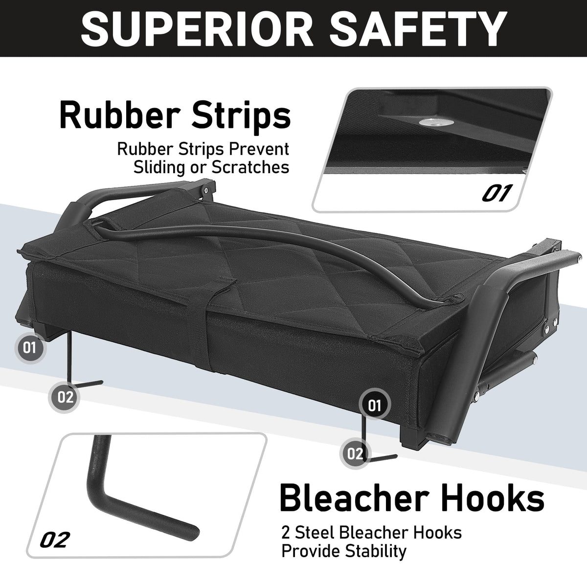 Portable Folding Stadium Seat with Back Support Y385955