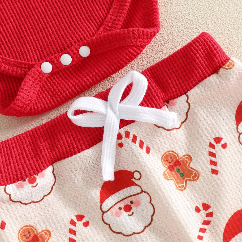 Newborn Baby Boy 3 Piece Waffle Long Sleeve Romper Pants Hat Set C154166