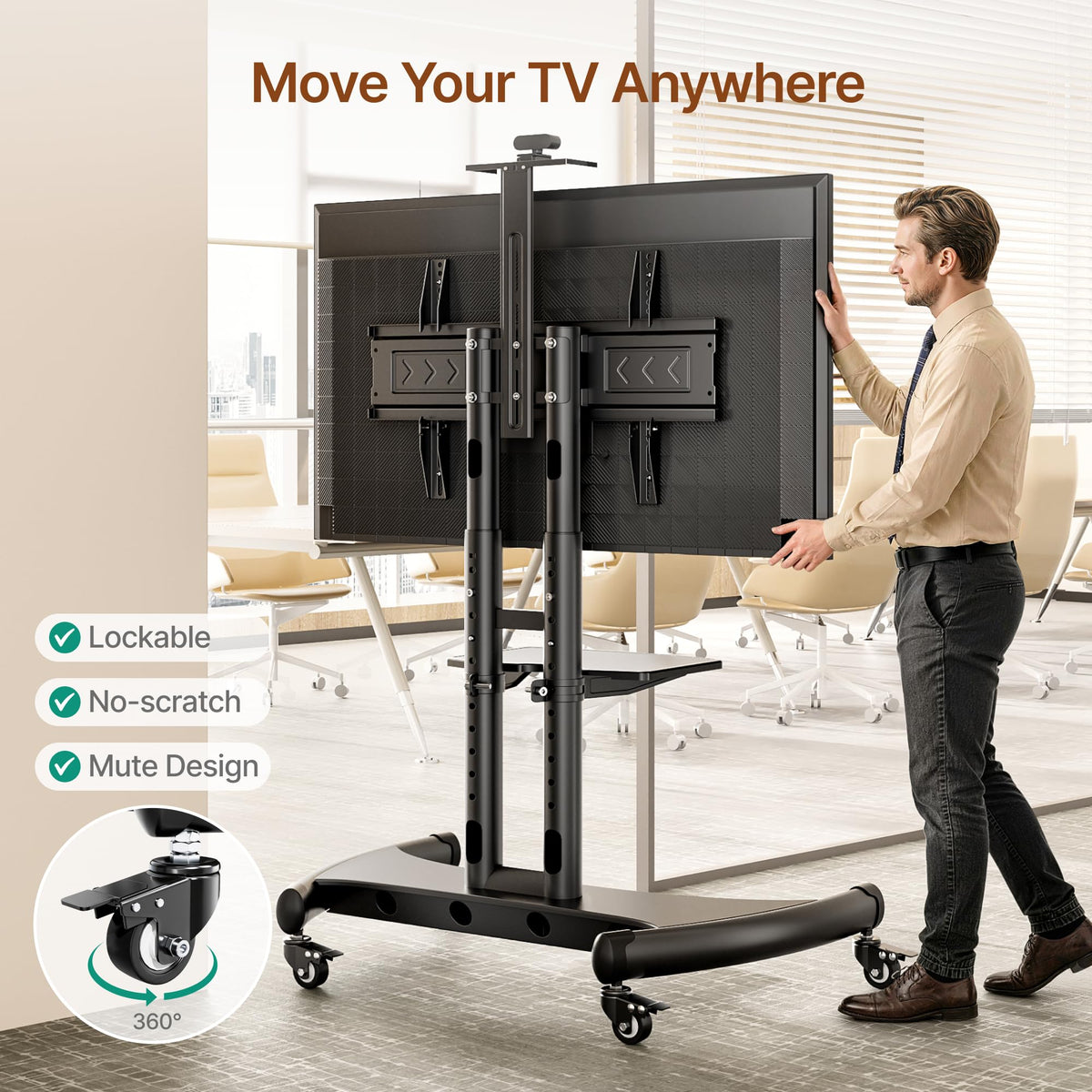 Rolling TV Stand with Shelf for 32-83" TV V53413