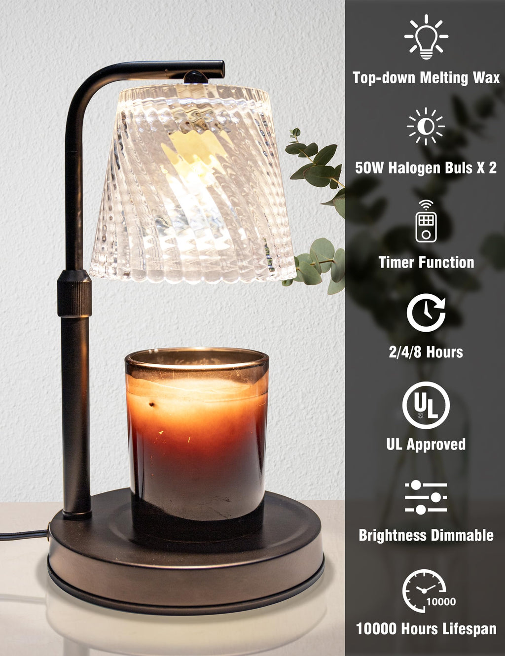 Candle Warmer Lamp with Timer Dimmable Y91906