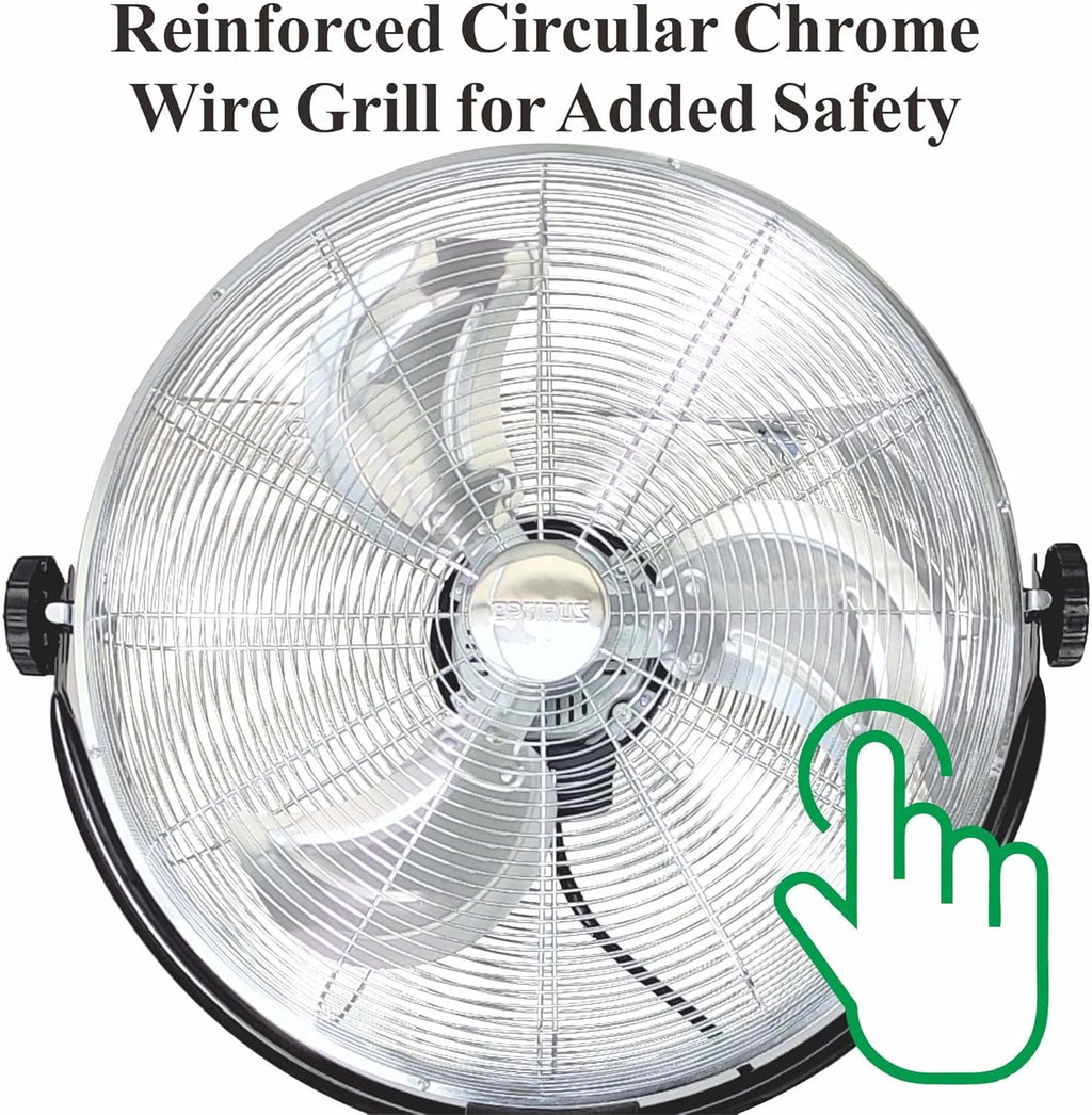20" 3-Speed Metal Oscillating Stand Fan with Chrome Grill T398