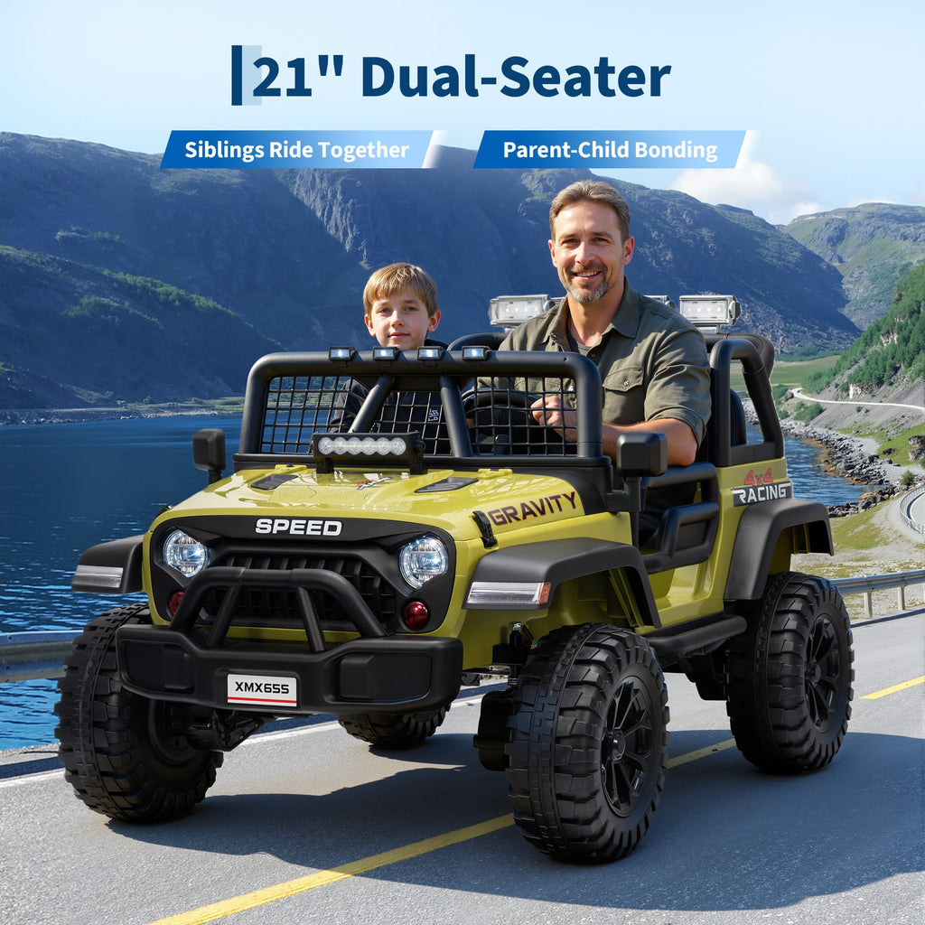 24V 2-Seater Kids Electric Truck with Parent Remote Control, Green B674321