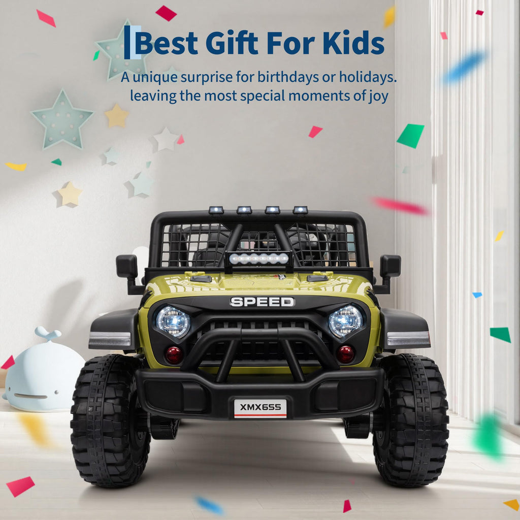 24V 2-Seater Kids Electric Truck with Parent Remote Control, Green B674321