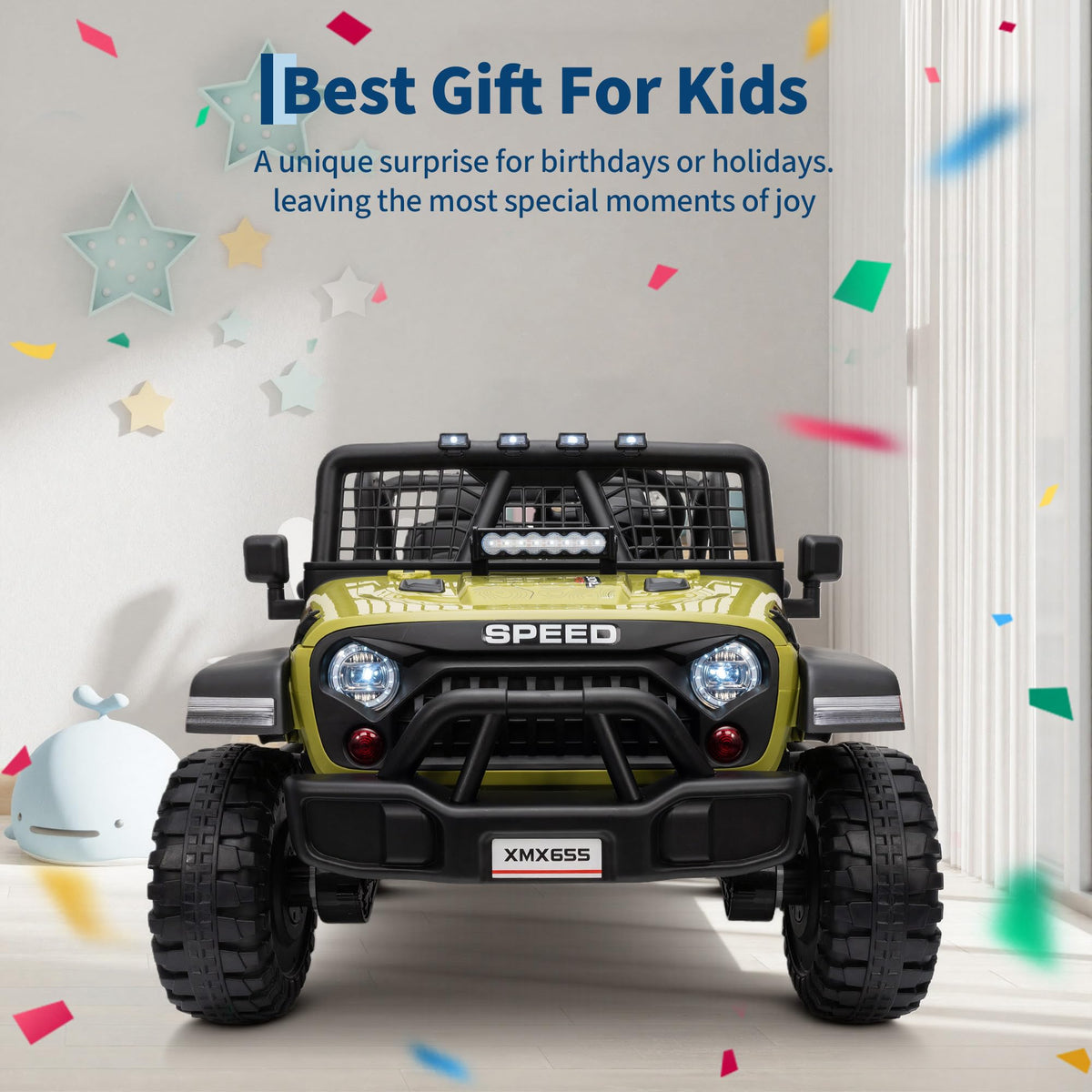 24V 2-Seater Kids Electric Truck with Parent Remote Control, Green B674321