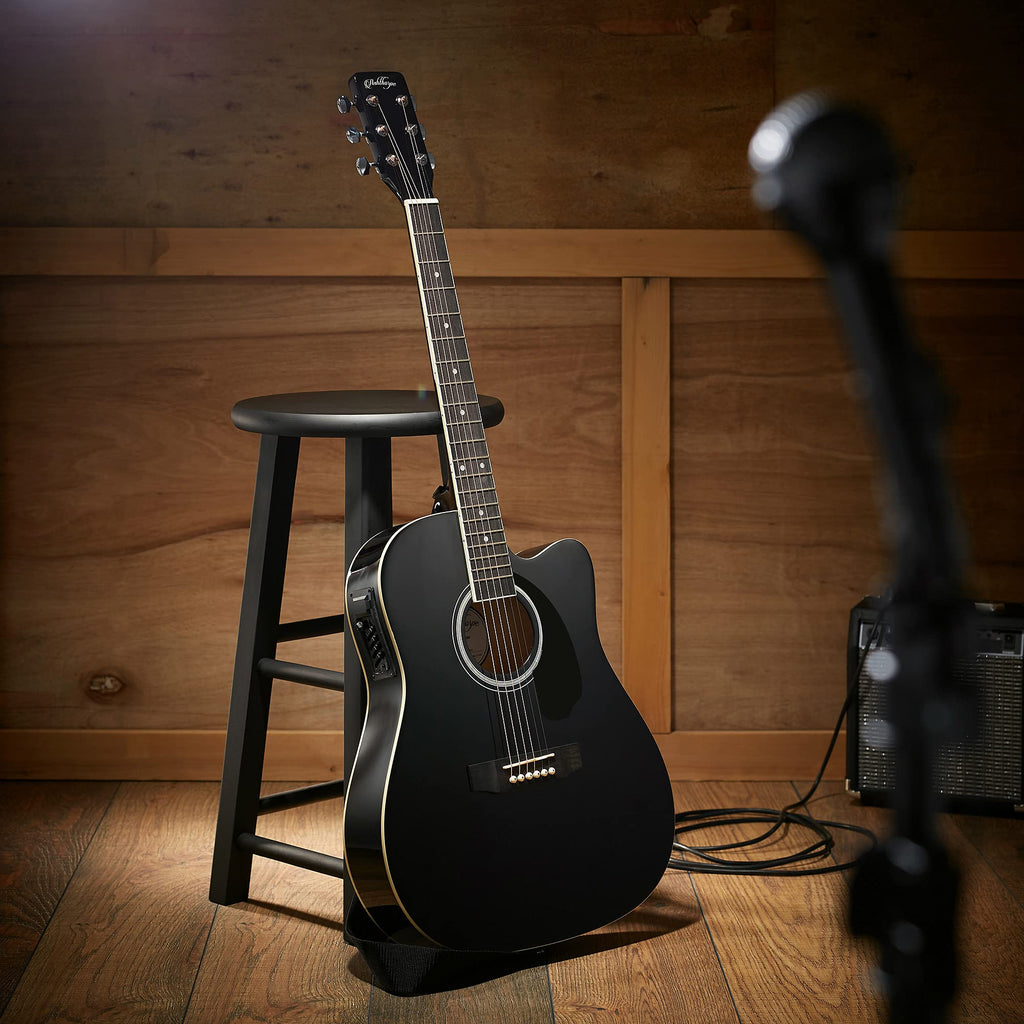 Black Cutaway Thinline Acoustic-Electric Guitar X669