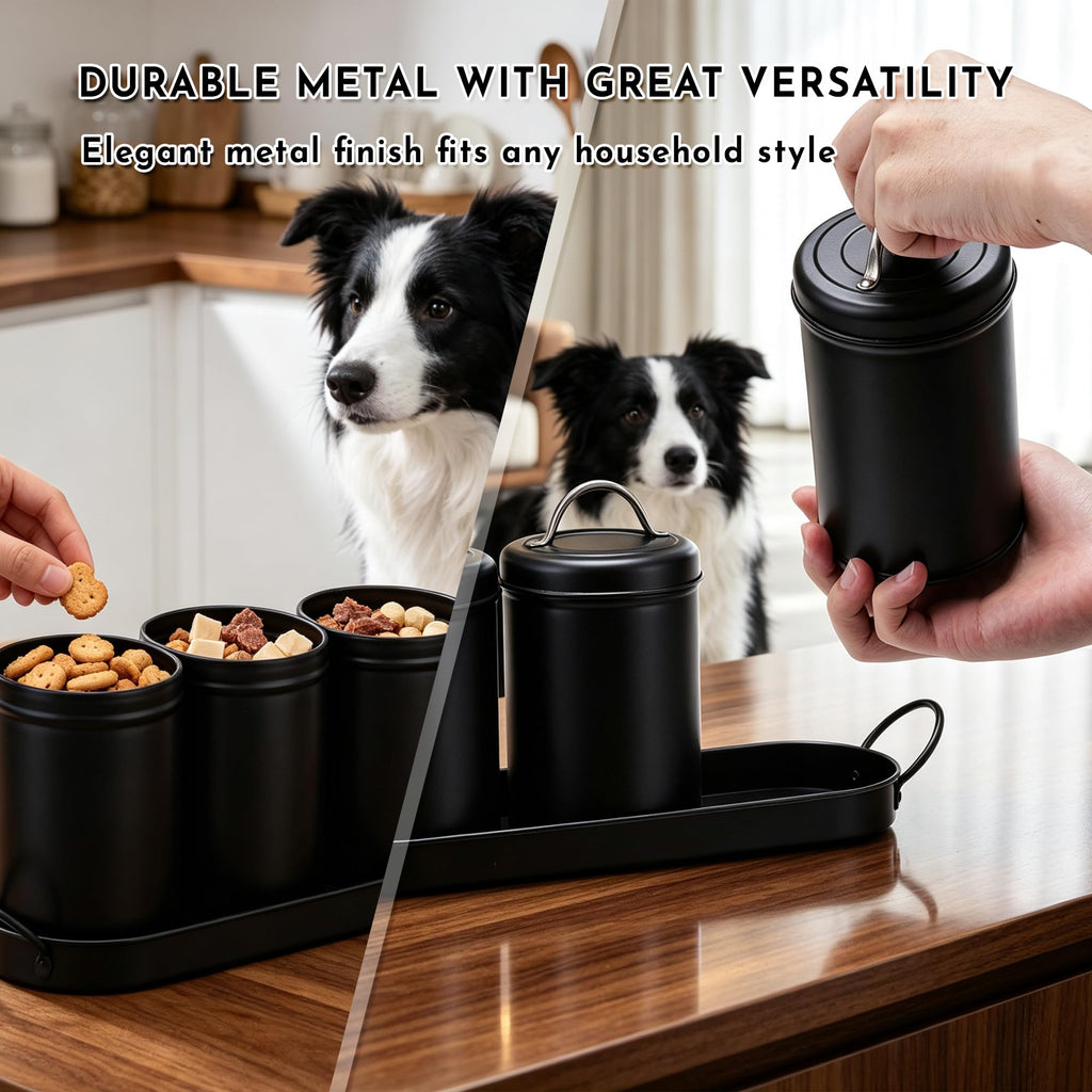 Airtight Dog Treat Container Set with Lid and Tray R35385