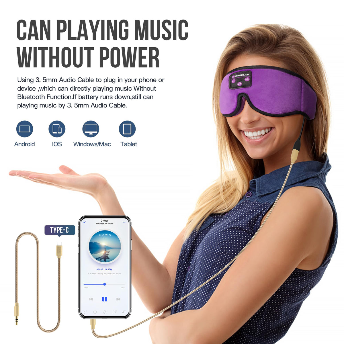 Sleep Mask with Bluetooth Headphones K2385