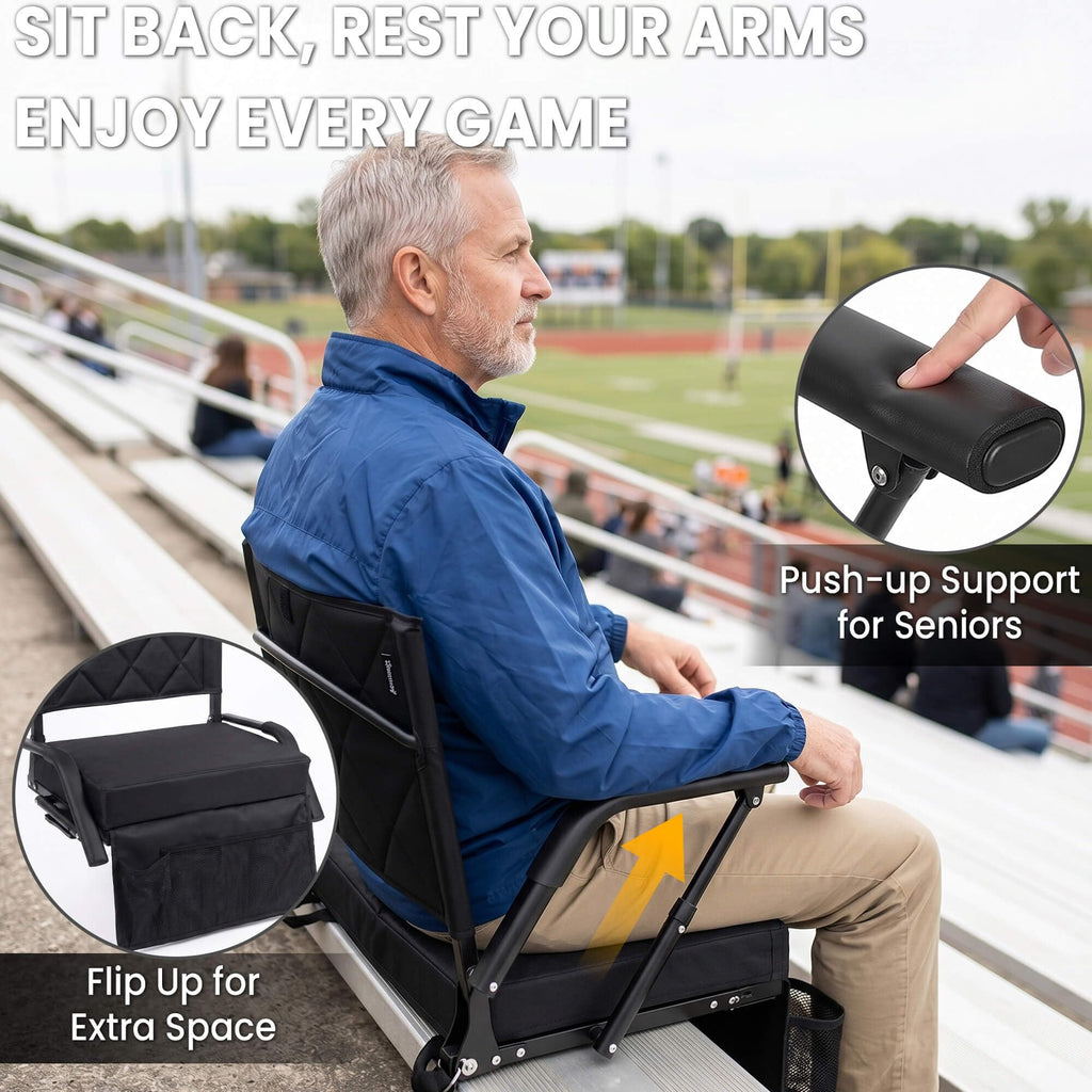 Portable Folding Stadium Seat with Back Support Y385955