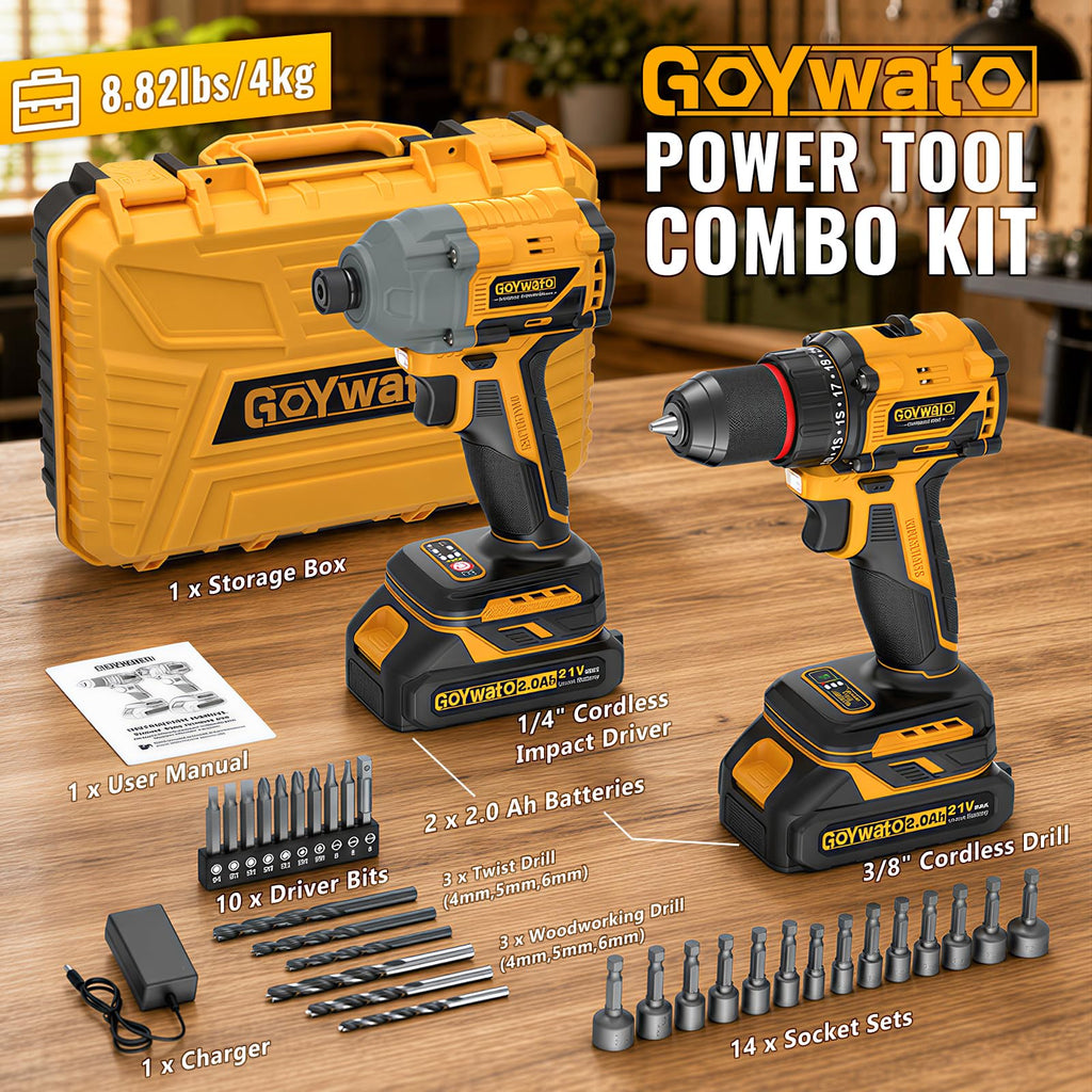 21V Brushless Cordless Drill & Impact Driver Combo Kit J6380