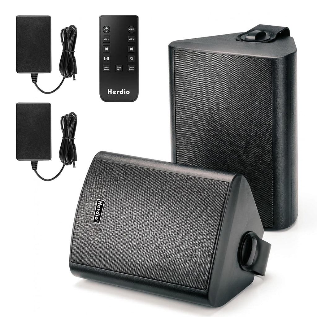 5.25" 300W Bluetooth Outdoor Speakers IPX5 Waterproof Black 2-Pack L605