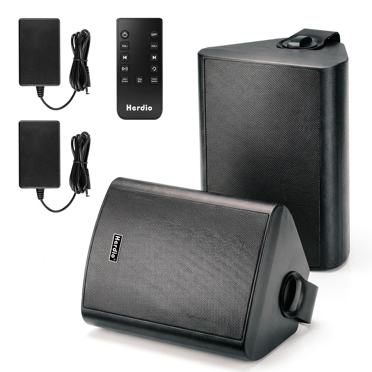 5.25" 300W Bluetooth Outdoor Speakers IPX5 Waterproof Black 2-Pack L605