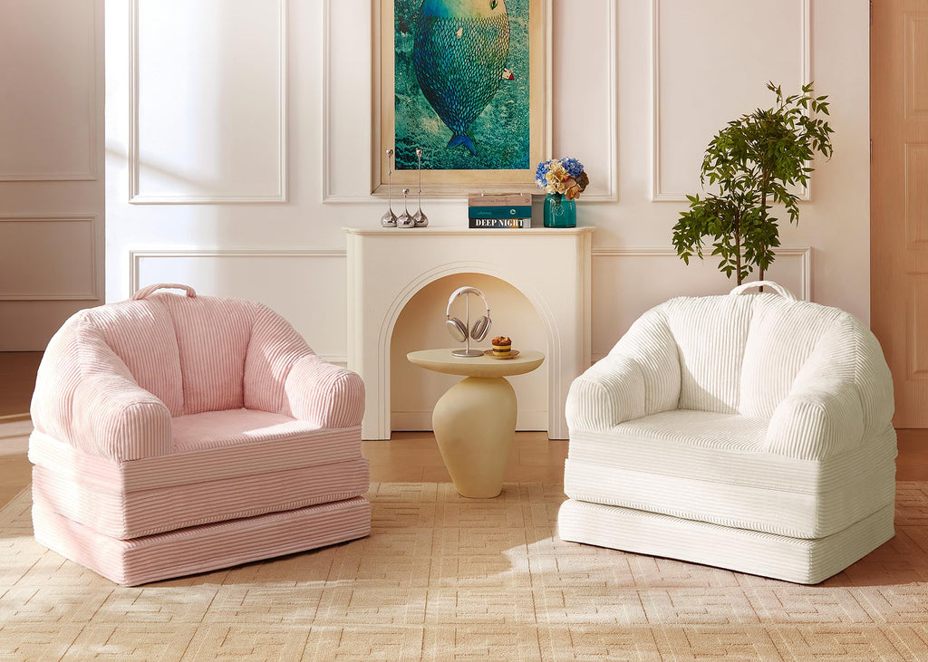 Pink 3-in-1 Convertible Folding Sofa Bed T849