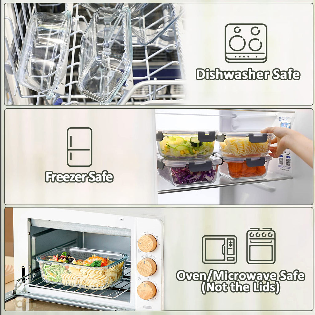 30 oz Glass Food Storage Containers with Lids S895