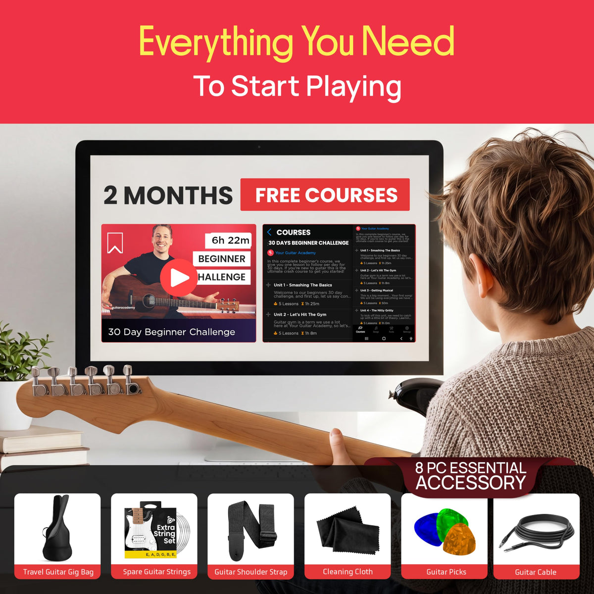 Kids Electric Guitar Starter Kit with Amplifier E917361