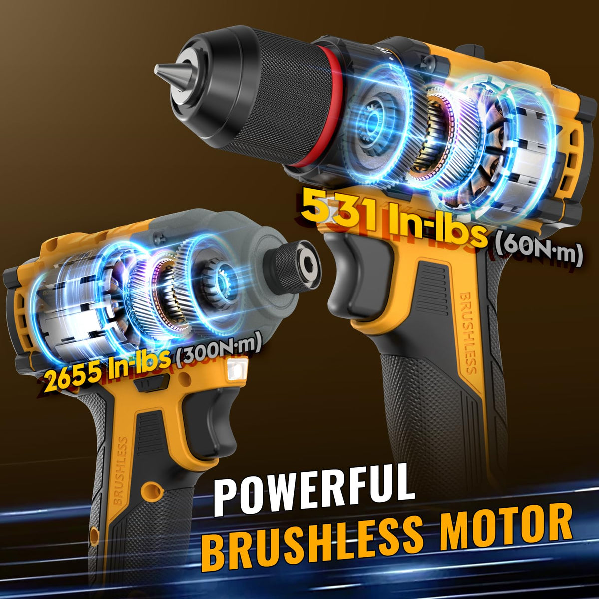 21V Brushless Cordless Drill & Impact Driver Combo Kit J6380