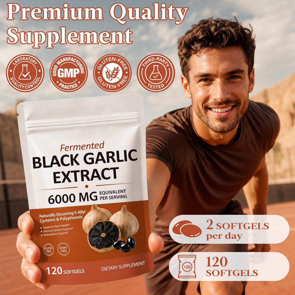 Black Garlic Extract 6000mg Vegetarian 120 Softgels I11262