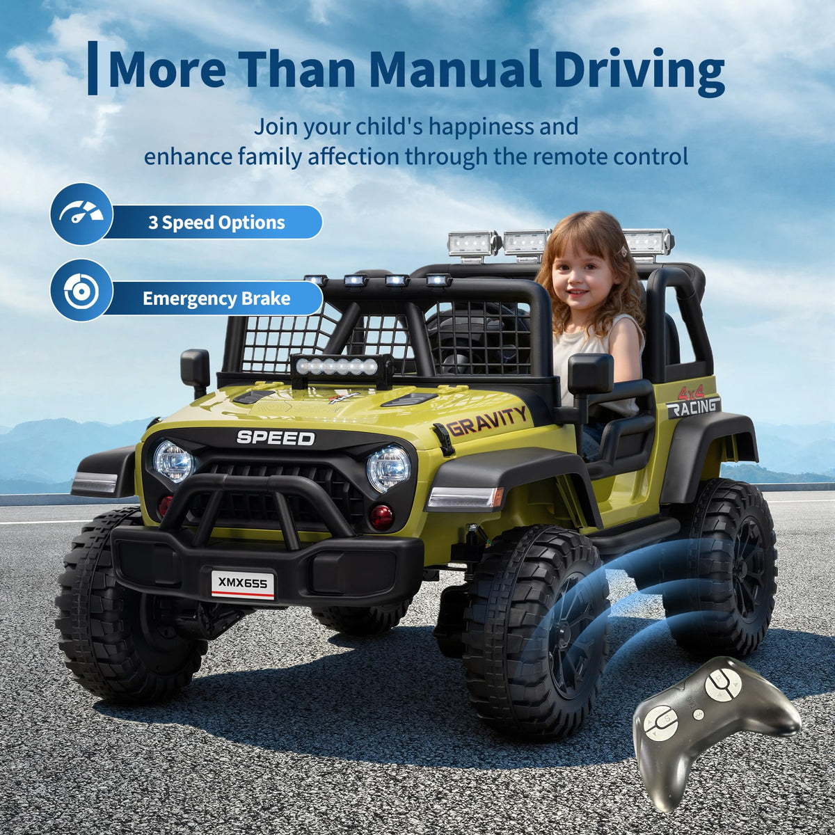 24V 2-Seater Kids Electric Truck with Parent Remote Control, Green B674321